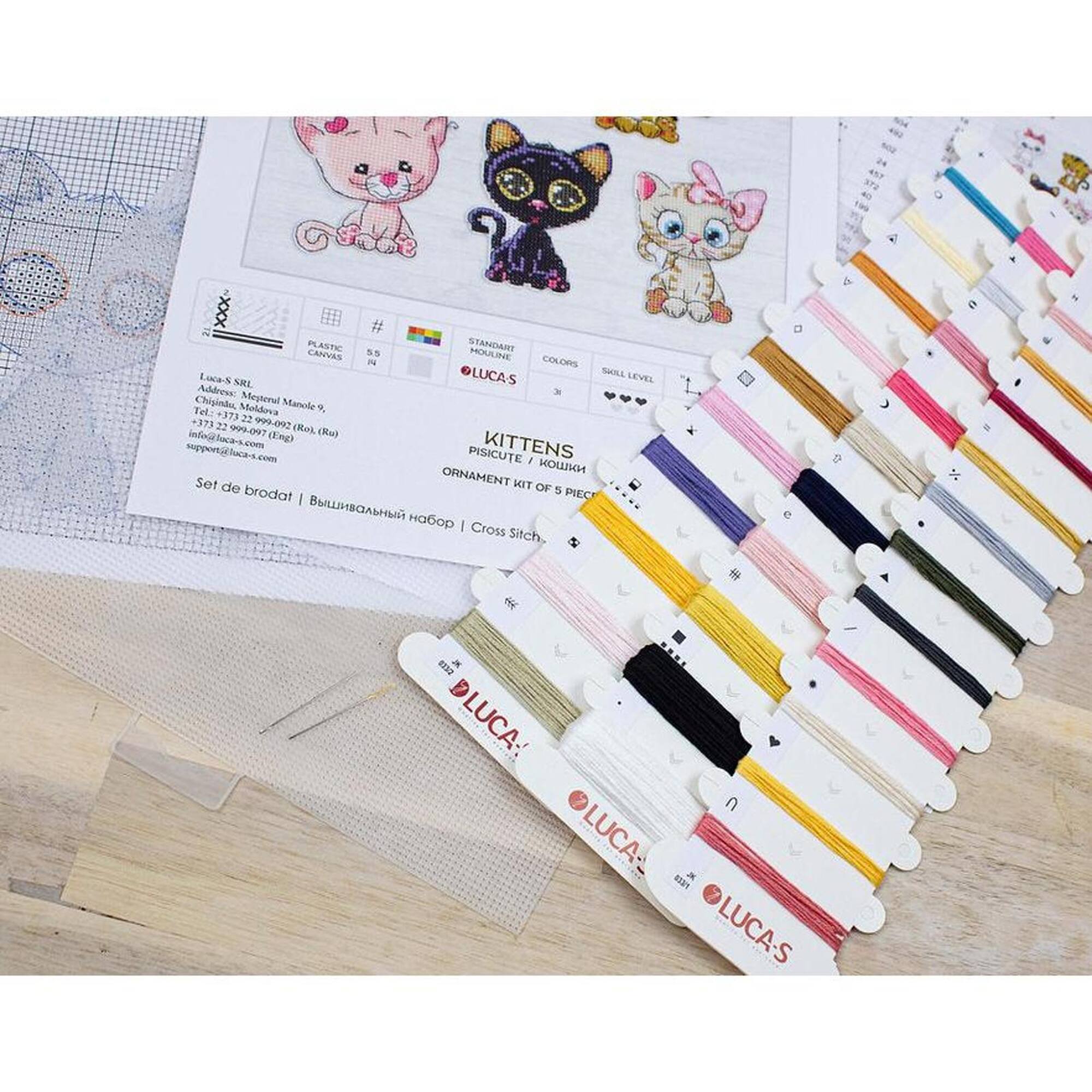Luca-s Kittens Plastic Canvas Counted Cross Stitch Kit
